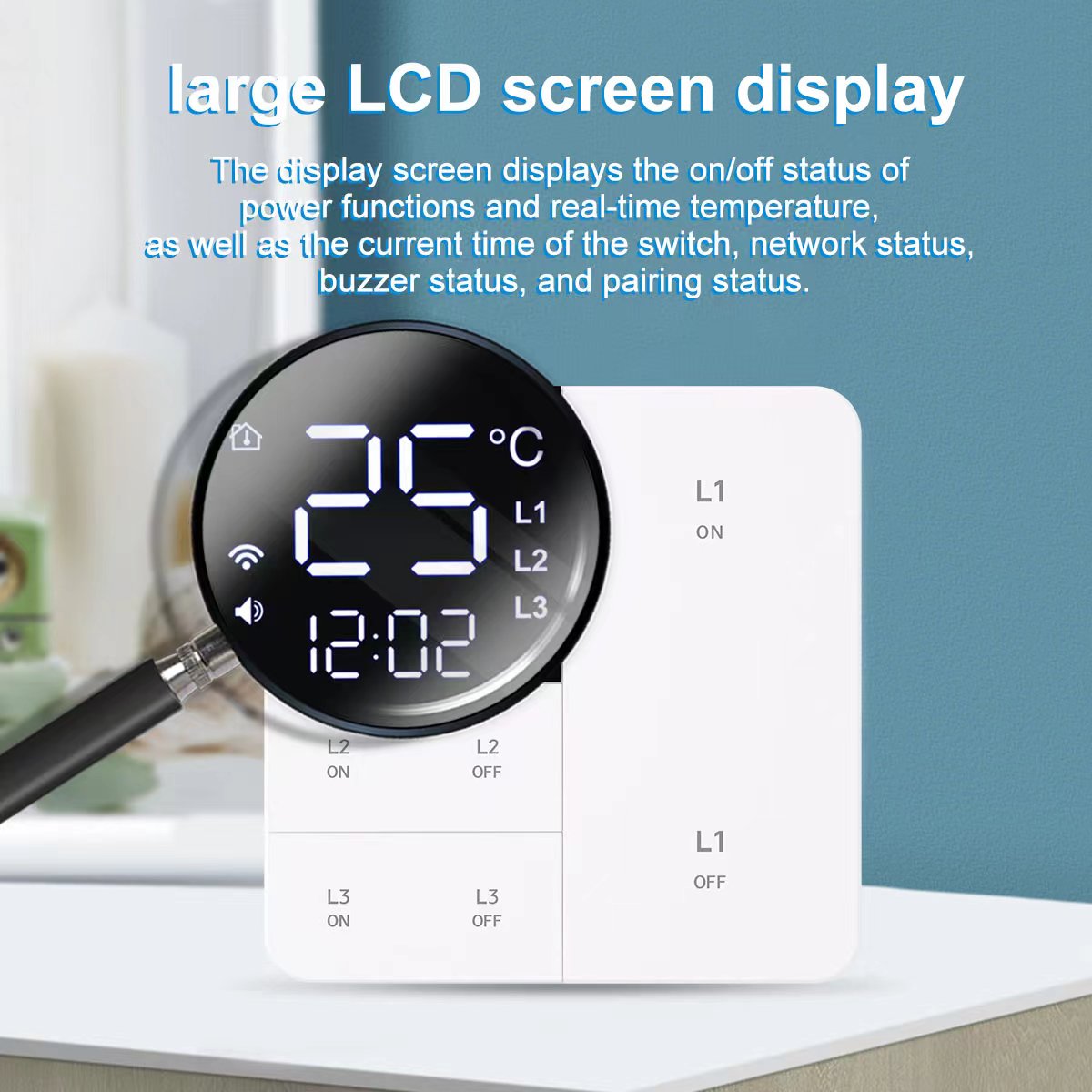 کلید 3 پل روشنایی هوشمند LCD